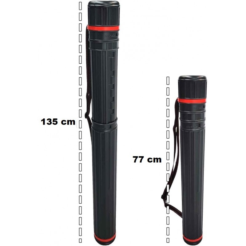 Plastic tube for transporting mats extendable from 77 to 135 cm