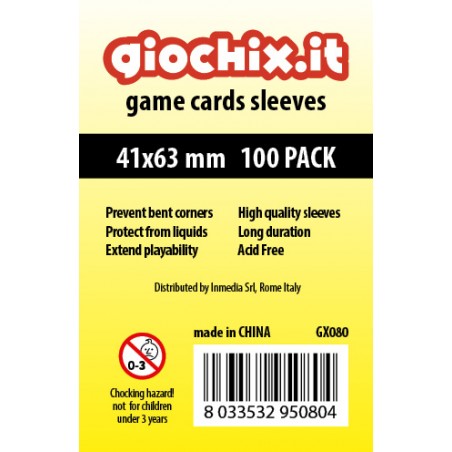 Giochix 100 transparent sleeves for cards 41x63mm