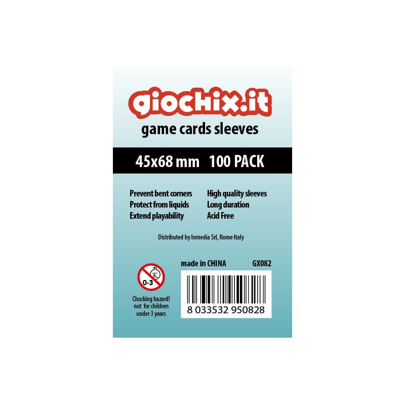 Giochix 100 transparent sleeves for cards 45x68mm