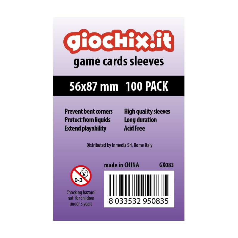 Giochix 100 transparent sleeves for cards 56x87mm