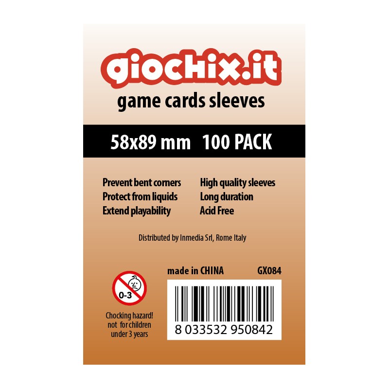 Giochix 100 transparent sleeves for cards 58x89mm