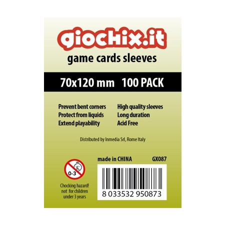 Giochix 100 transparent sleeves for cards 70x120mm