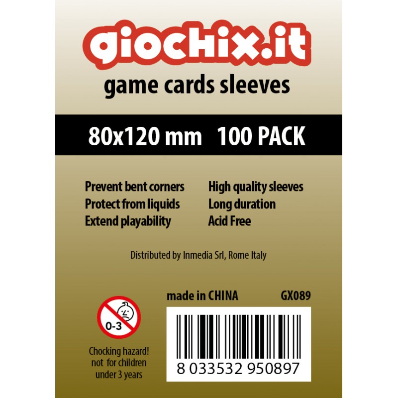 Giochix 100 fundas transparentes para cartas tamaño 80x120mm