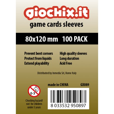 Giochix 100 transparent sleeves for cards 80x120mm