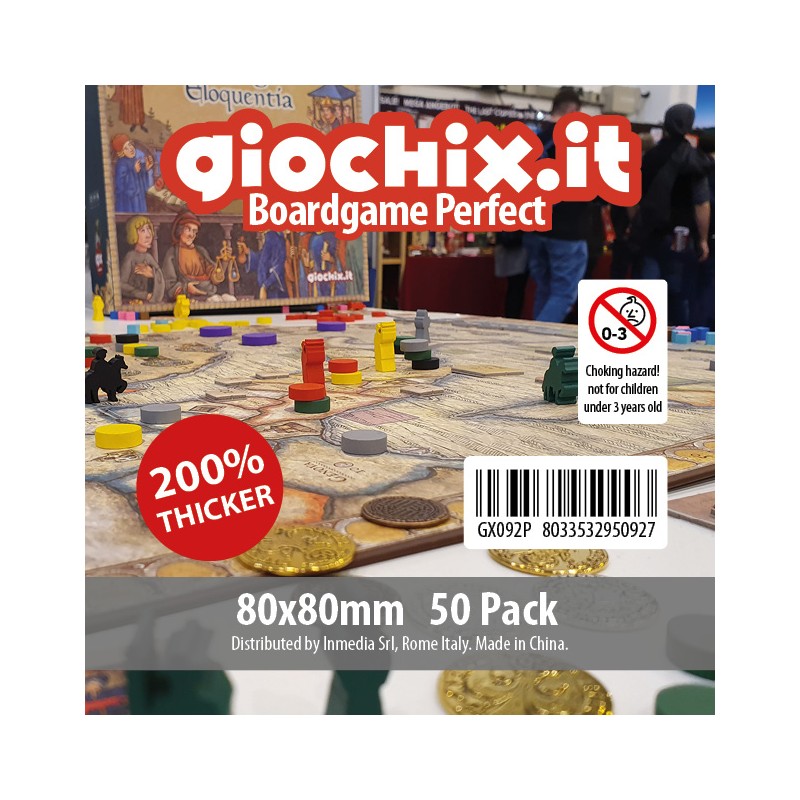 Giochix Perfect 50 transparent sleeves for cards 80x80mm - 120 microns thick