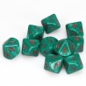 Chessex Set de dados especiales - Ankh d10 Set (verde mármol con números rojos, set de 10 dados)