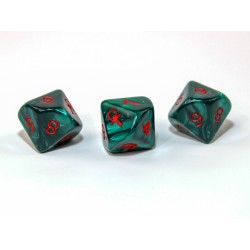 Chessex Specialty Dice Sets - Ankh d10 Set (Green marble with red numbers, 10 dice-set)