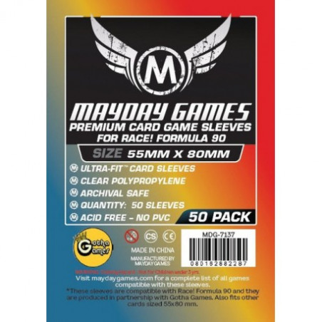 Mayday Games 50 fundas Premium Race! Formula 90 Card Sleeves - Ultra Fit (55x80mm)